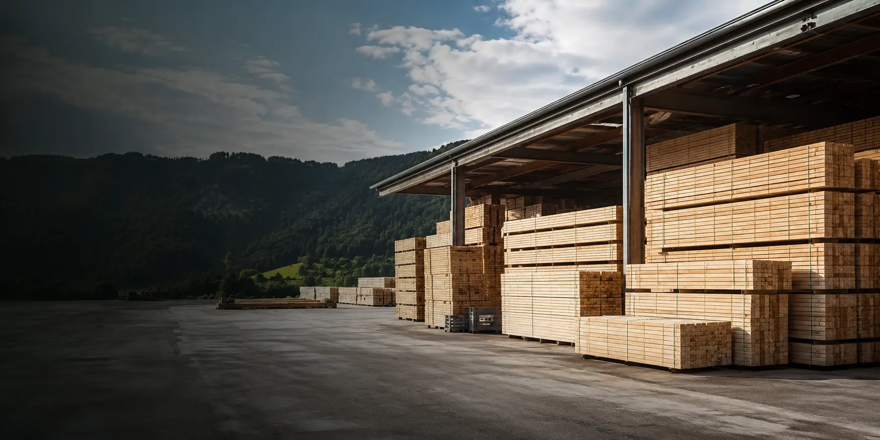 New Zealand timber stored in a commercial yard